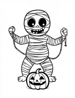 A Cute Cartoon Mummy Jumping Rope Coloring Page by Mindset Flow