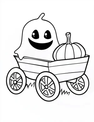A Ghost In A Wheelbarrow Coloring Page by Mindset Flow