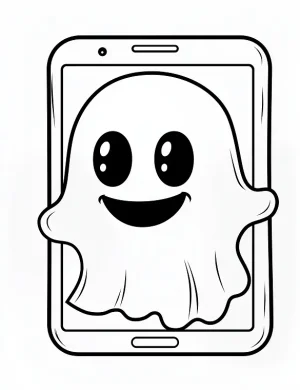 A Ghost Inside A Smartphone Coloring Page by Mindset Flow