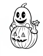 A Ghost On Top Of A Smiling Pumpkin Coloring Page by Mindset Flow
