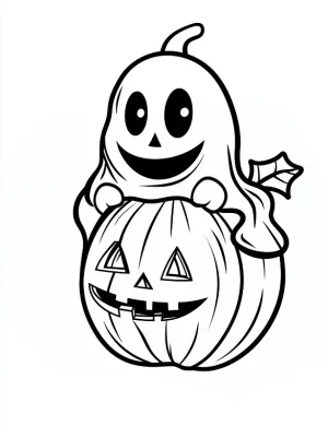 A Ghost On Top Of A Smiling Pumpkin Coloring Page by Mindset Flow