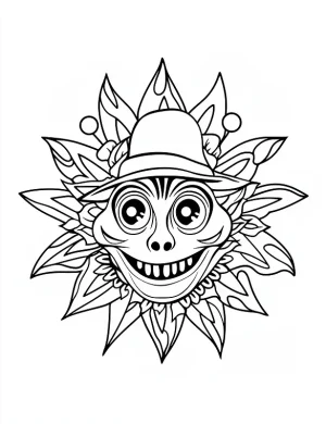 A Mischievous Witch Face Mandala Coloring Page by Mindset Flow