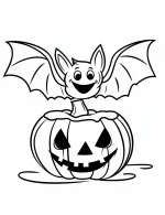 A Playful Cartoon Flying On Top Of Pumpkin Coloring Page by Mindset Flow