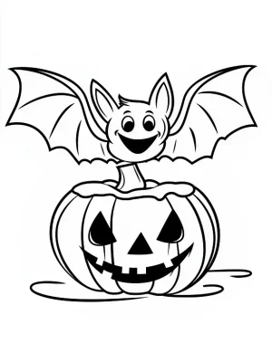 A Playful Cartoon Flying On Top Of Pumpkin Coloring Page by Mindset Flow