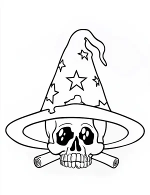 A Wizards Pointed Hat Adorned With Stars Coloring Page by Mindset Flow