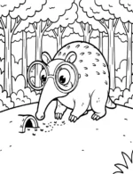 Aardvark with Big Eyeglasses Animal Coloring Page By Mindset Flow