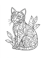 Abstract Cat Mandala with Geometric Patterns Coloring Page by Mindset Flow