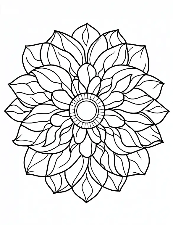 Abstract Floral Patterns Mandala Design With Detailed Petals Coloring Page by Mindset Flow