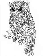 Abstract Owl Mandala with Intricate Feathers Coloring Page by Mindset Flow