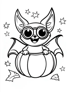 Adorable Bat Hugging Jack O Lantern Halloween Coloring Page by Mindset Flow