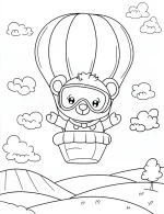 Adorable Bear in Hot Air Balloon Coloring Page by Mindset Flow