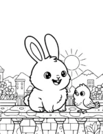 Adorable Bunny and Bird Friend Coloring Page By Mindset Flow
