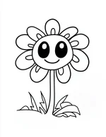 Adorable Cartoon Style Flower with Rounded Petals Coloring Page