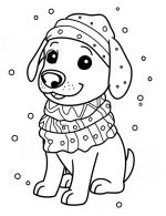 Adorable Christmas Dog in Scarf Coloring Page by Mindset Flow