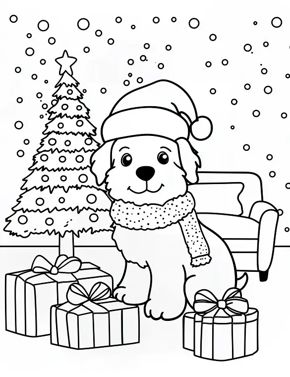 Adorable Christmas Puppy with Presents Coloring Page By Mindset Flow Adorable Christmas Puppy with Presents Coloring Page By Mindset Flow