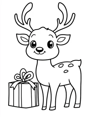 Adorable Deer in Winter Forest Christmas Coloring Page By Mindset Flow
