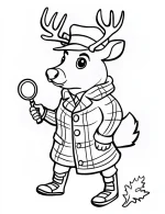 Adorable Detective Reindeer Christmas Coloring Page By Mindset Flow