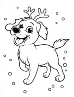 Adorable Dog with Reindeer Antlers Coloring Page By Mindset Flow