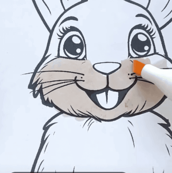 Adorable Easter Bunny with Decorated Eggs Coloring Page-HowToVideo