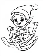Adorable Elf Happily Sledding Down A Hill Coloring Page By Mindset Flow