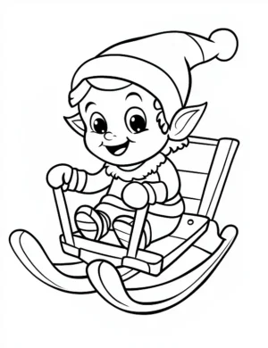 Adorable Elf Happily Sledding Down A Hill Coloring Page By Mindset Flow