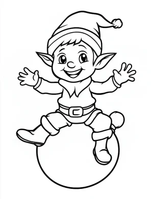 Adorable Elf Sitting on Marshmallow Coloring Page by Mindset Flow