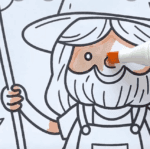 Adorable Gardening Gnome Easter Coloring Page-HowToVideo