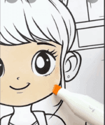 Adorable Girl Baking Cupcakes In The Kitchen Adult Coloring Page-HowToVideo