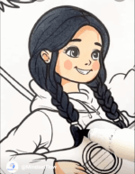 Adorable Girl Playing Guitar At The Campsite Adult Coloring Page-HowToVideo