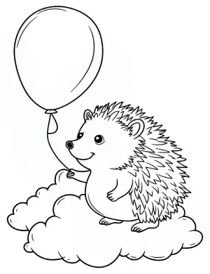 Adorable Hedgehog with Balloon Coloring Page by Mindset Flow