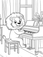 Adorable Lion Playing Piano Coloring Page by Mindset Flow