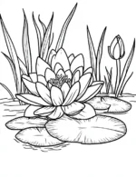 Adorable Lotus Flower Distribution On Water With Buds Coloring Page by Mindset Flow