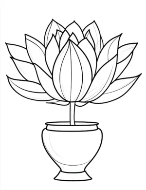Adorable Lotus Flower In A Vase Coloring Page by Mindset Flow