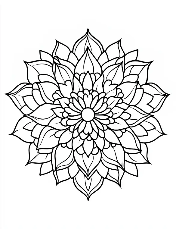 Adorable Lotus Flower Mandala Design Intricate Floral Coloring Page by Mindset Flow