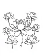 Adorable Lotus Flower Surrounded By Six Blooming Lotuses Coloring Page by Mindset Flow