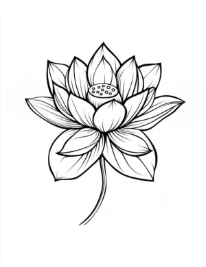 Adorable Lotus Flower With Detailed Petals Coloring Page by Mindset Flow