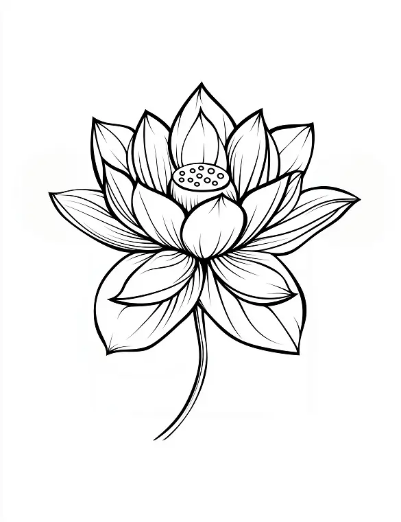 Adorable Lotus Flower With Detailed Petals Coloring Page by Mindset Flow