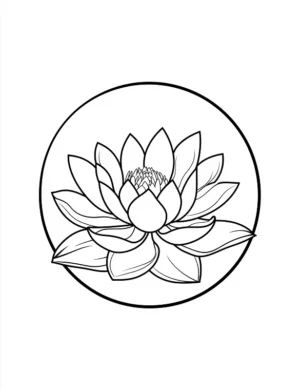 Adorable Lotus Flower With Multiple Layers Of Petals Circular Design Coloring Page by Mindset Flow