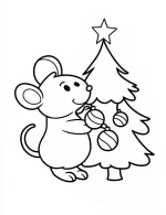 Adorable Mouse Decorating Christmas Tree Coloring Page by Mindset Flow