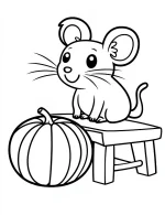 Adorable Mouse Sitting Beside a Pumpkin Halloween Coloring Page by Mindset Flow