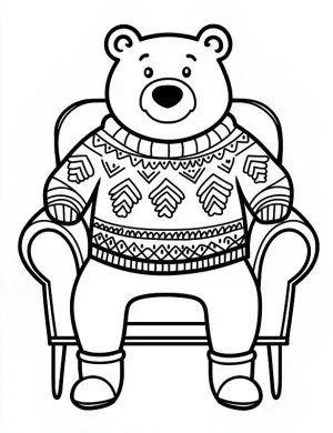 Adorable Polar Bear in Christmas Sweater Coloring Page By Mindset Flow