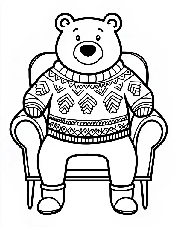 Adorable Polar Bear in Christmas Sweater Coloring Page By Mindset Flow Adorable Polar Bear in Christmas Sweater Coloring Page By Mindset Flow