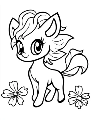 Adorable Pony With Flower Bouquet Flower Coloring Page By Mindset Flow
