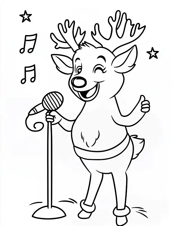 Adorable Reindeer Singing at Karaoke Party Coloring Page By Mindset Flow Adorable Reindeer Singing at Karaoke Party Coloring Page By Mindset Flow