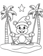 Adorable Reindeer on Swing with Santa Hat Christmas Page By Mindset Flow