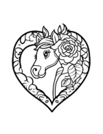 Adorable Rose Heart with Love Flower Coloring Page By Mindset Flow