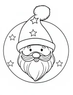 Adorable Santa Face with Stars Coloring Page By Mindset Flow