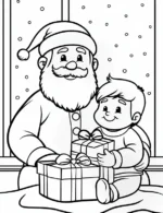 Adorable Santa and Boy with Presents Coloring Page By Mindset Flow