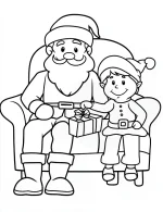 Adorable Santa and Elf on Couch Christmas Coloring Page by Mindset Flow