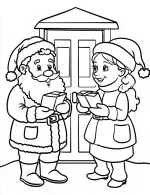 Adorable Santa and Mrs. Claus Holding Gift Boxes Coloring Page By Mindset Flow